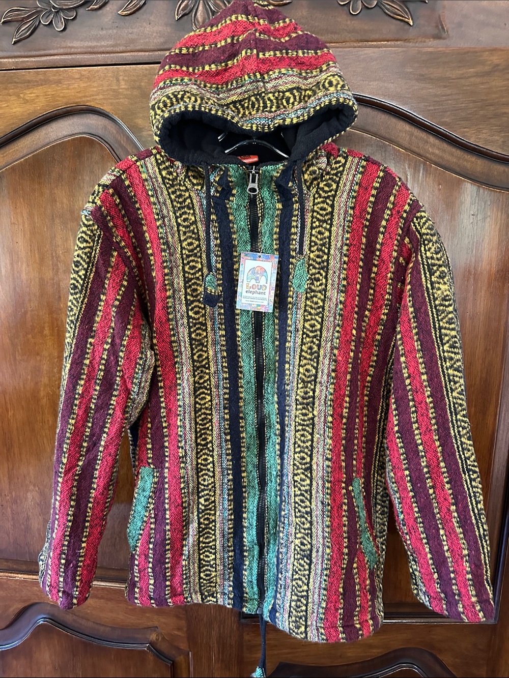 Loud Elephant Hoodie Jacket in Red, Yellow, Green
